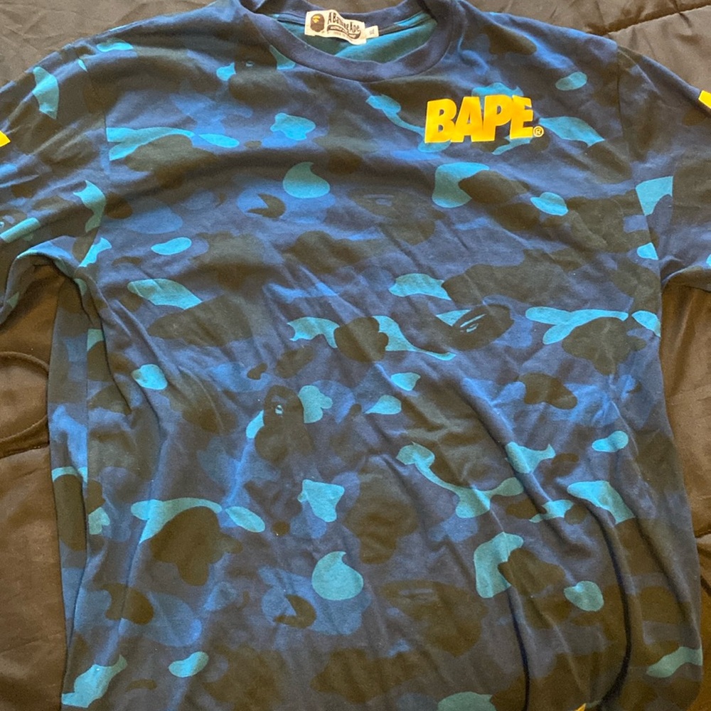 Bape blue camo long sleeve shirt